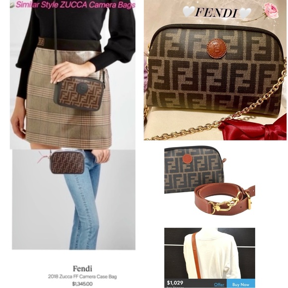💗Auth💗FENDI Zucca Monogram Wristlet Pouch Wallet Clutch Pochette/Crossbody💫 - Picture 8 of 17